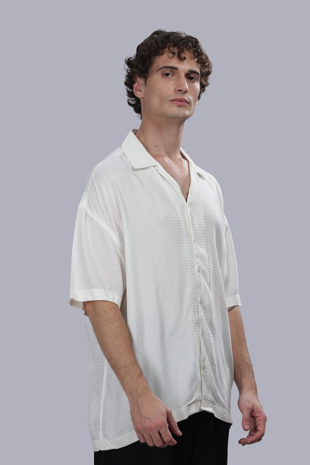 White Chevron Dobby Shirt