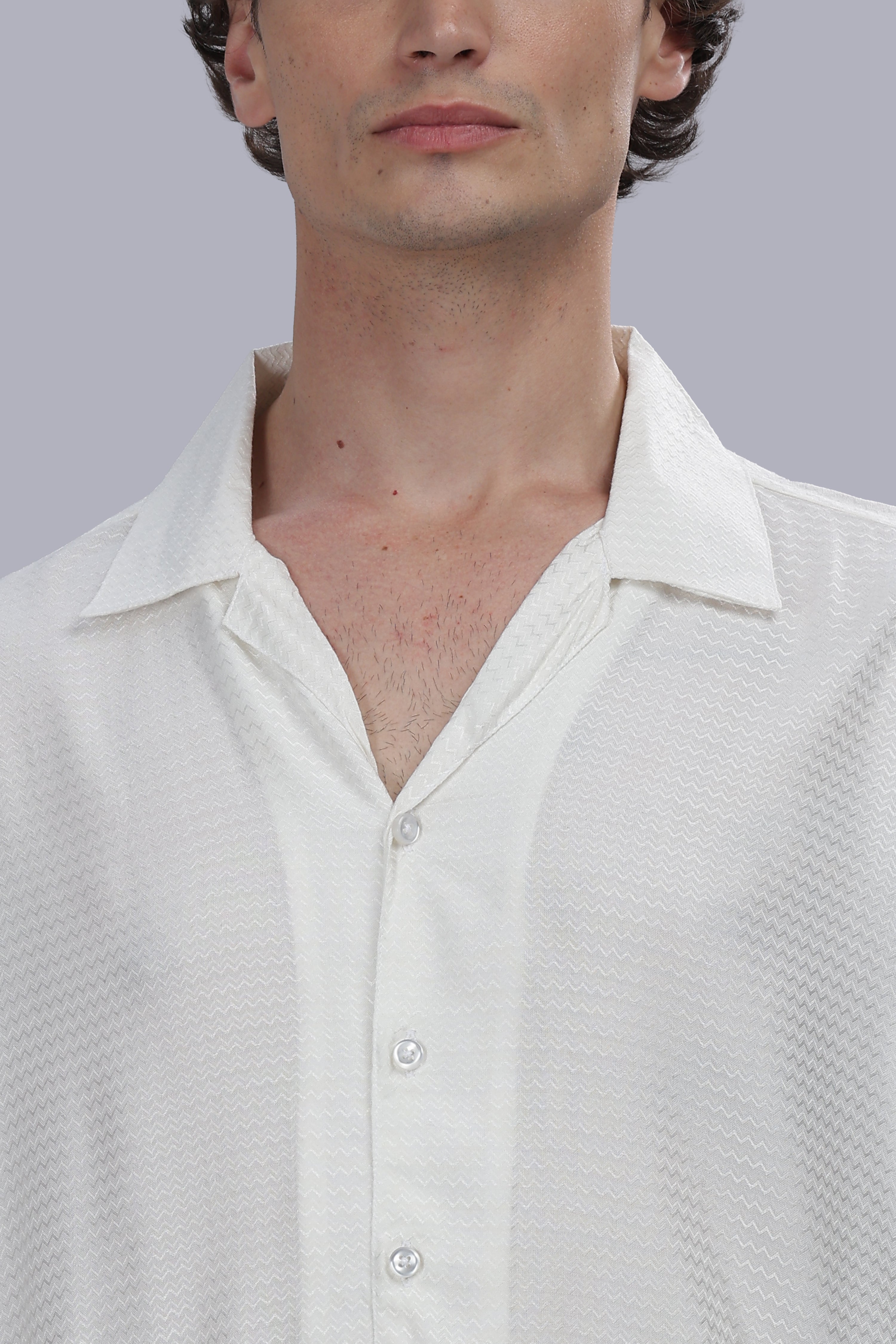 White Chevron Dobby Shirt