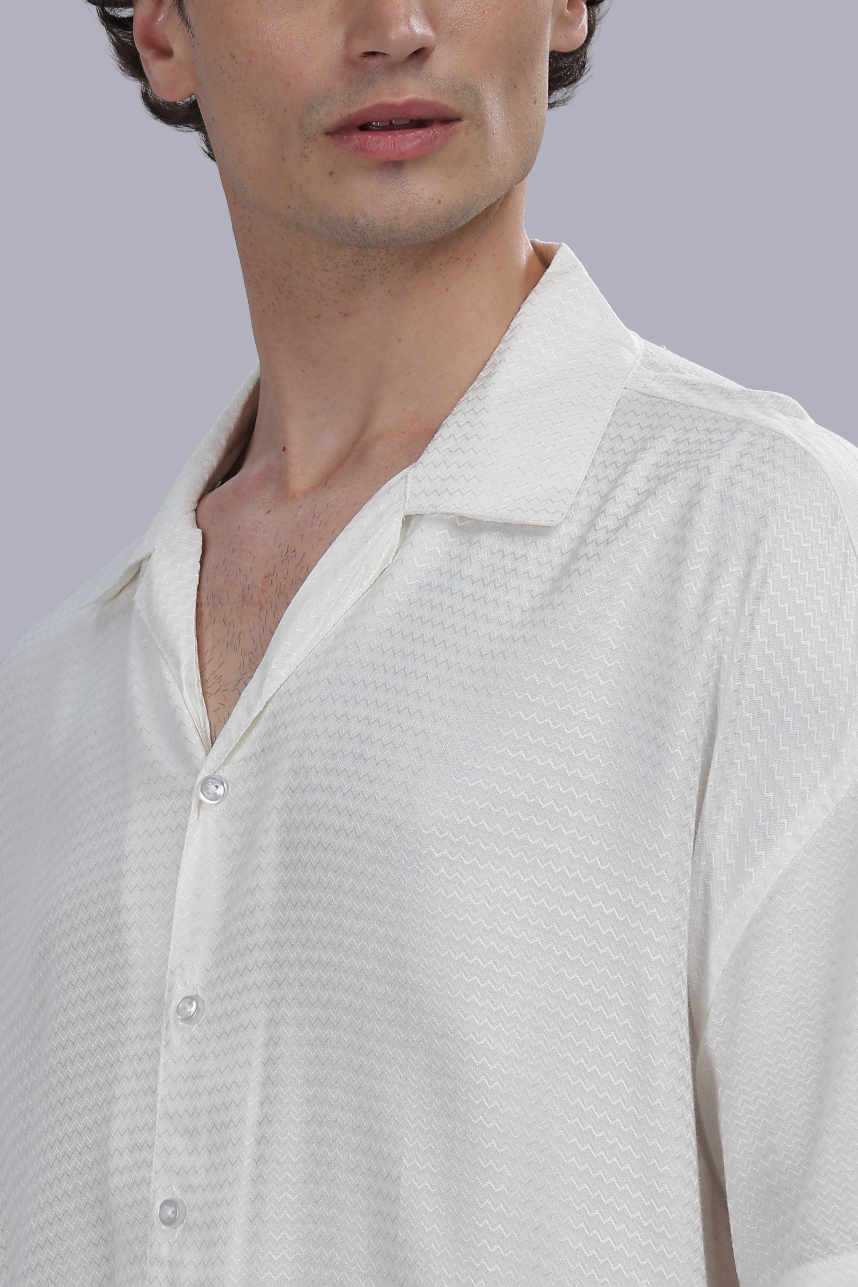 White Chevron Dobby Shirt