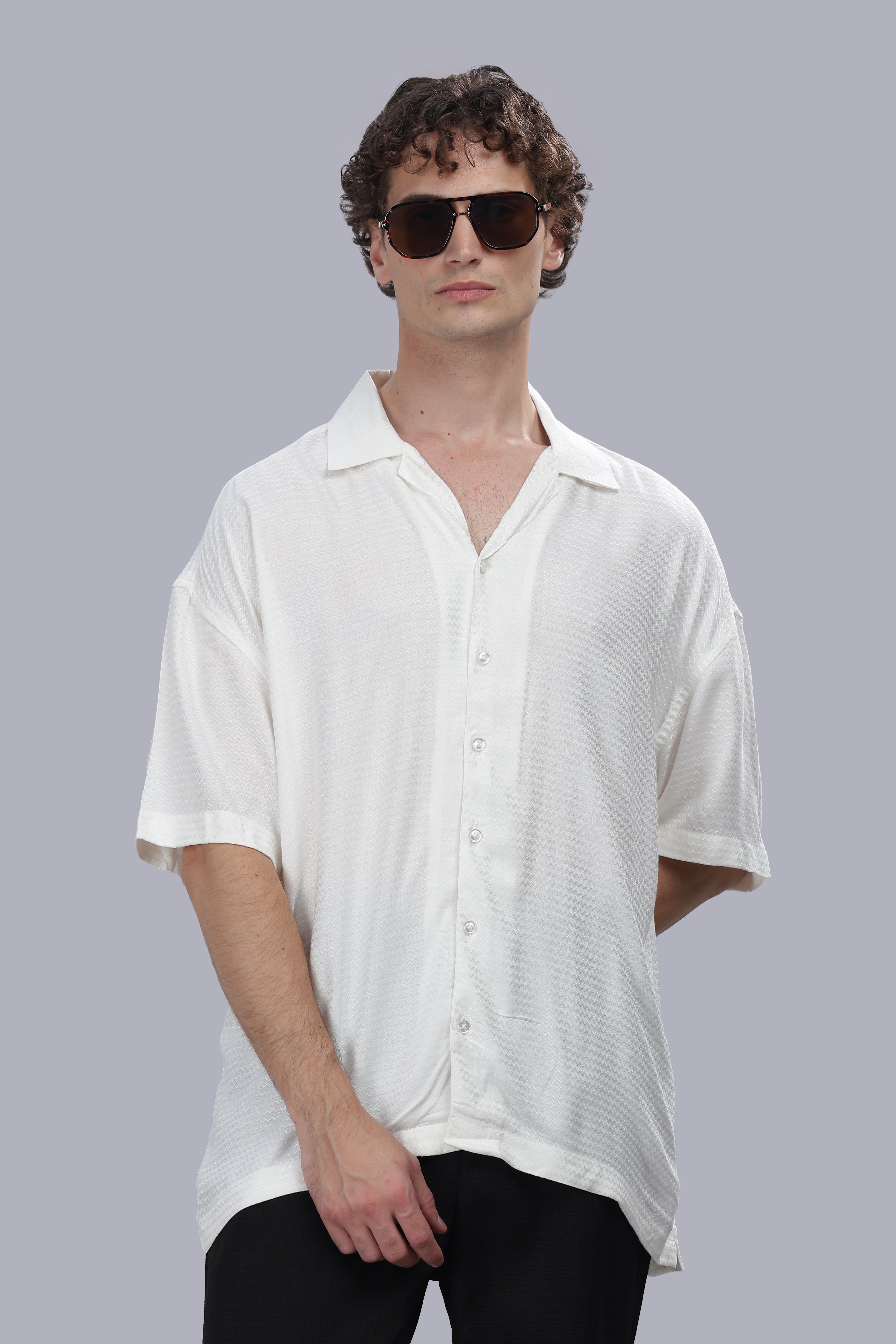 White Chevron Dobby Shirt