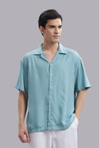 Turquoise Geometric Dobby Shirt