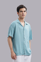 Turquoise Geometric Dobby Shirt