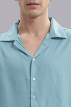 Turquoise Geometric Dobby Shirt