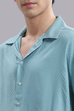 Turquoise Geometric Dobby Shirt