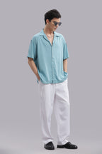 Turquoise Geometric Dobby Shirt