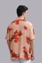 Peach Abstract Print Relaxed Resort Shirt