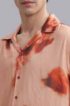 Peach Abstract Print Relaxed Resort Shirt