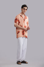 Peach Abstract Print Relaxed Resort Shirt