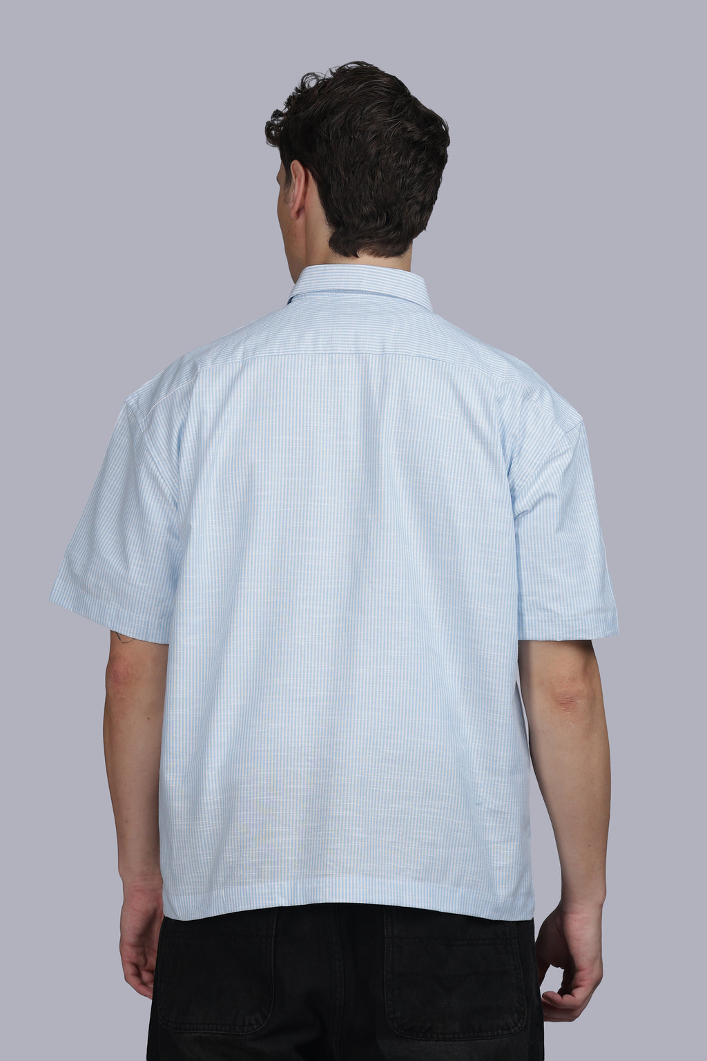 Ice Blue Stripe Boxy Shirt