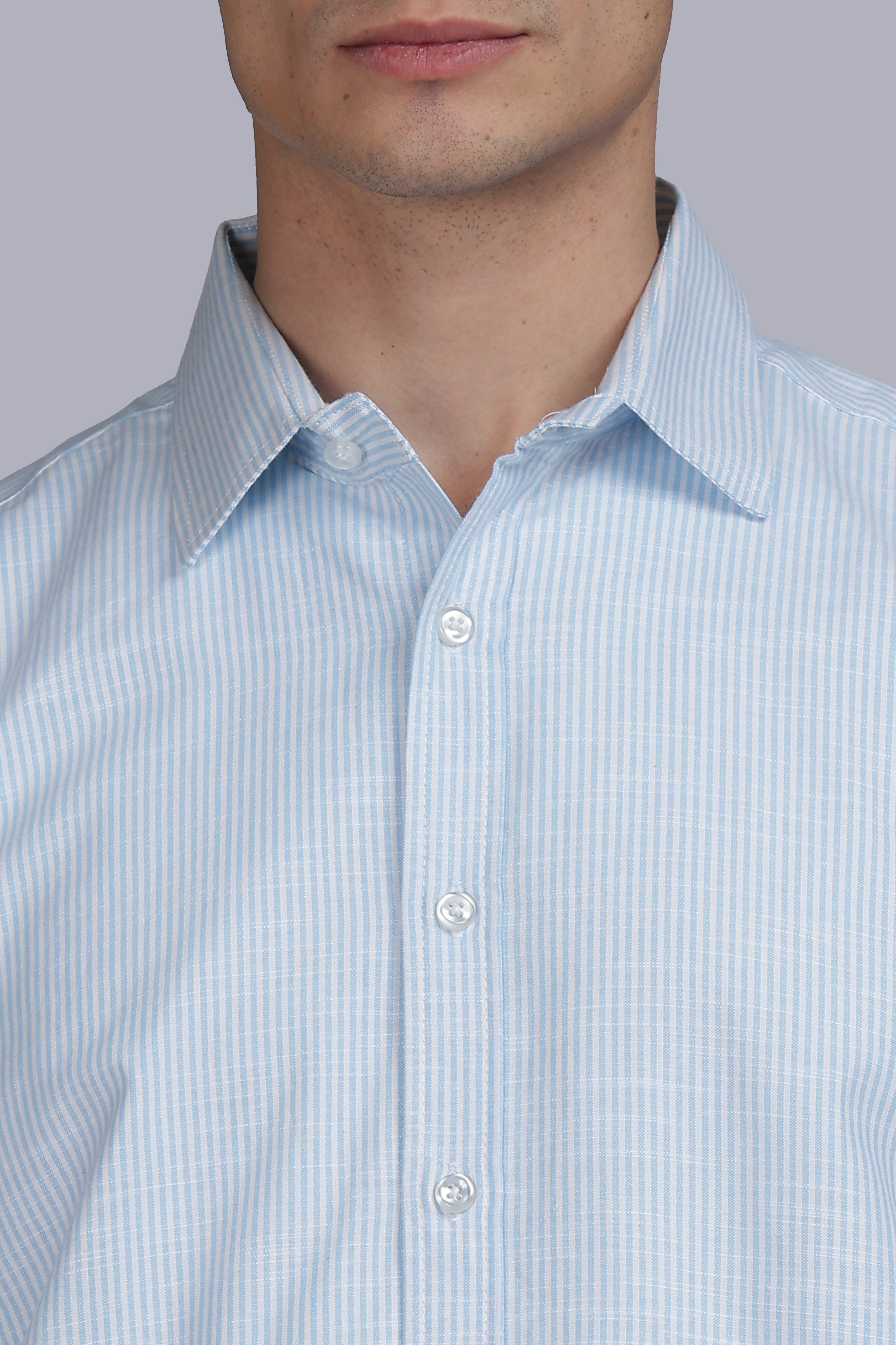 Ice Blue Stripe Boxy Shirt