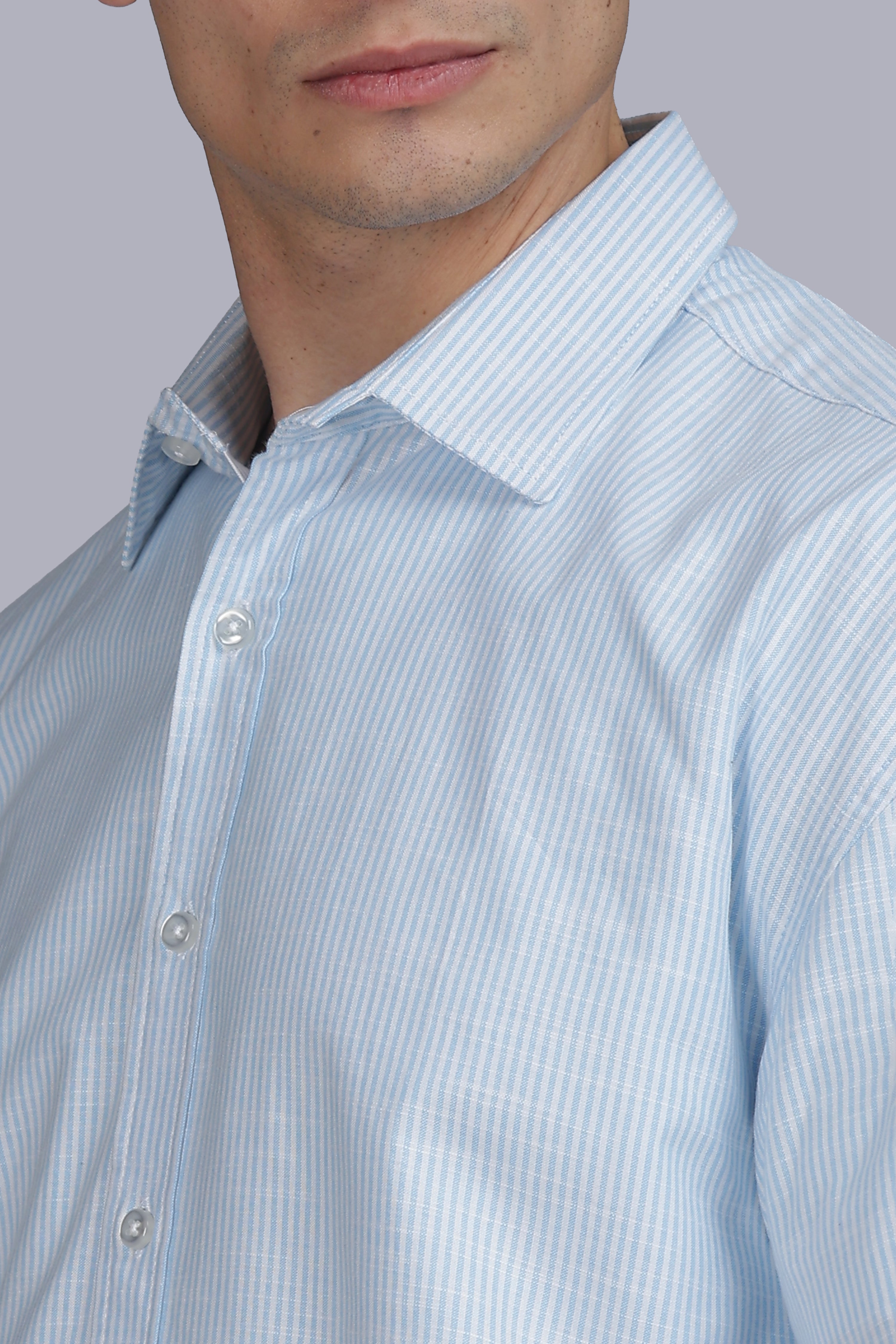 Ice Blue Stripe Boxy Shirt