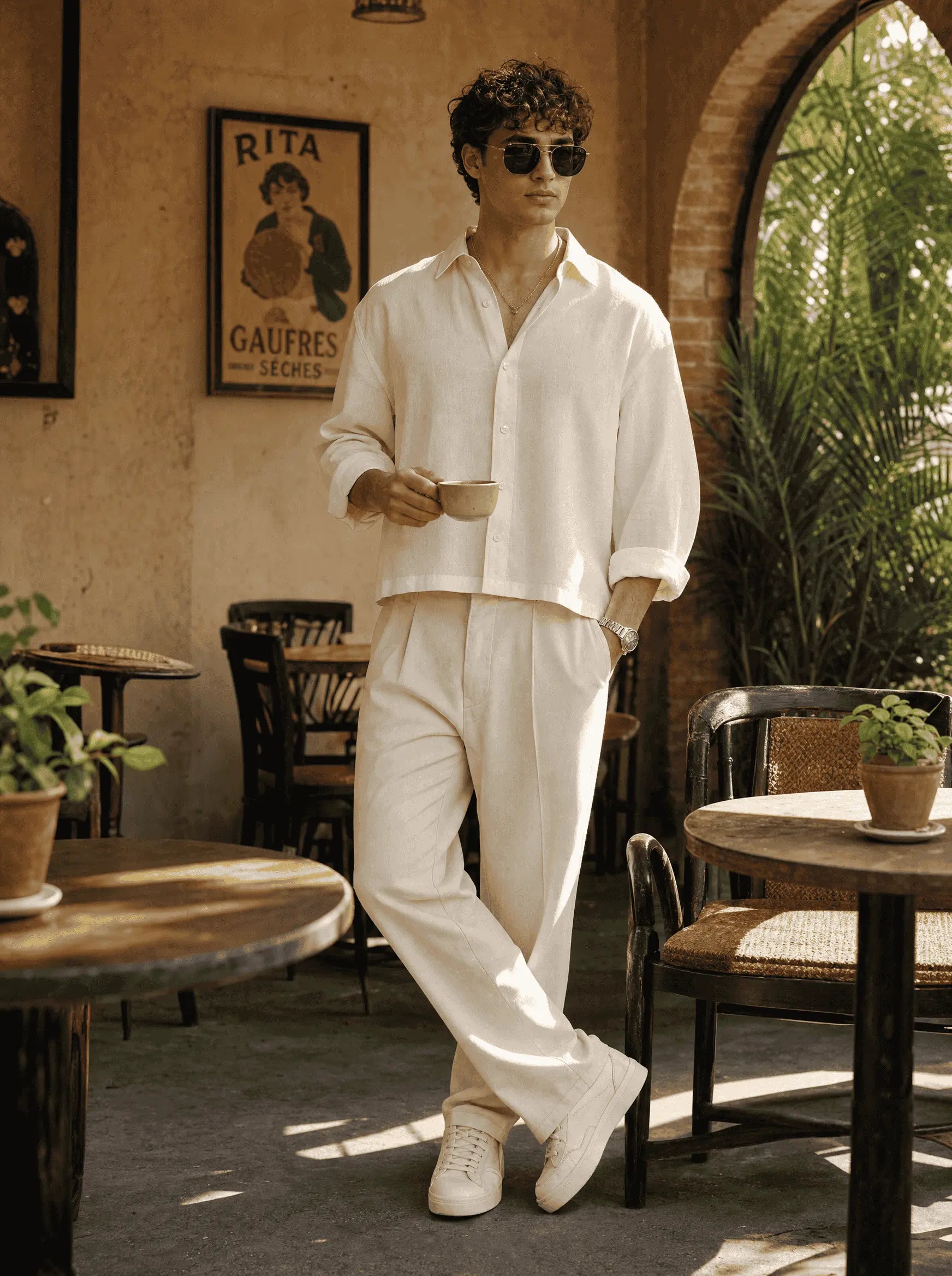 Ivory linen Cotton Boxy Shirt