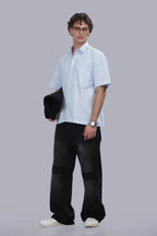 Ice Blue Stripe Boxy Shirt