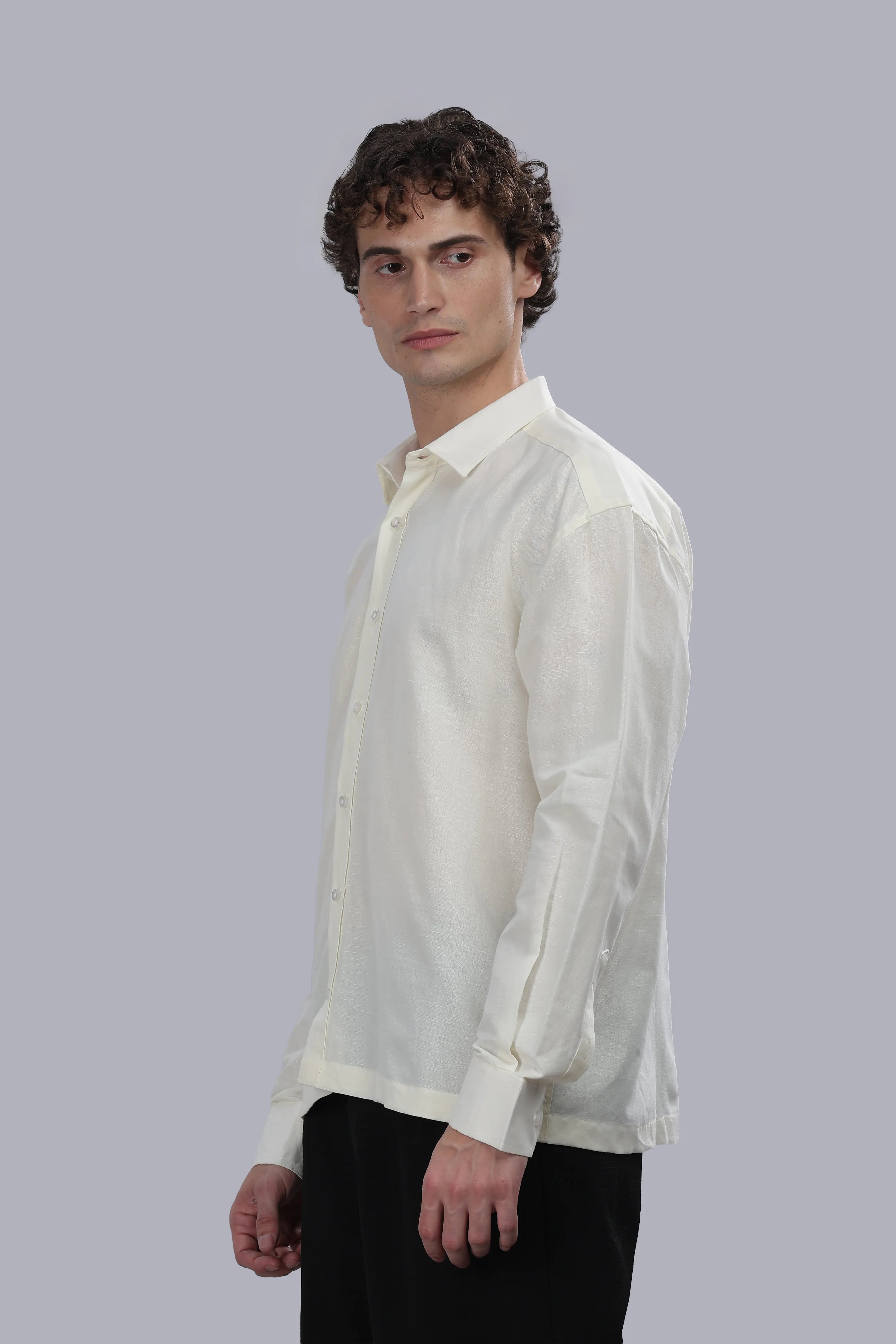 Ivory linen Cotton Boxy Shirt