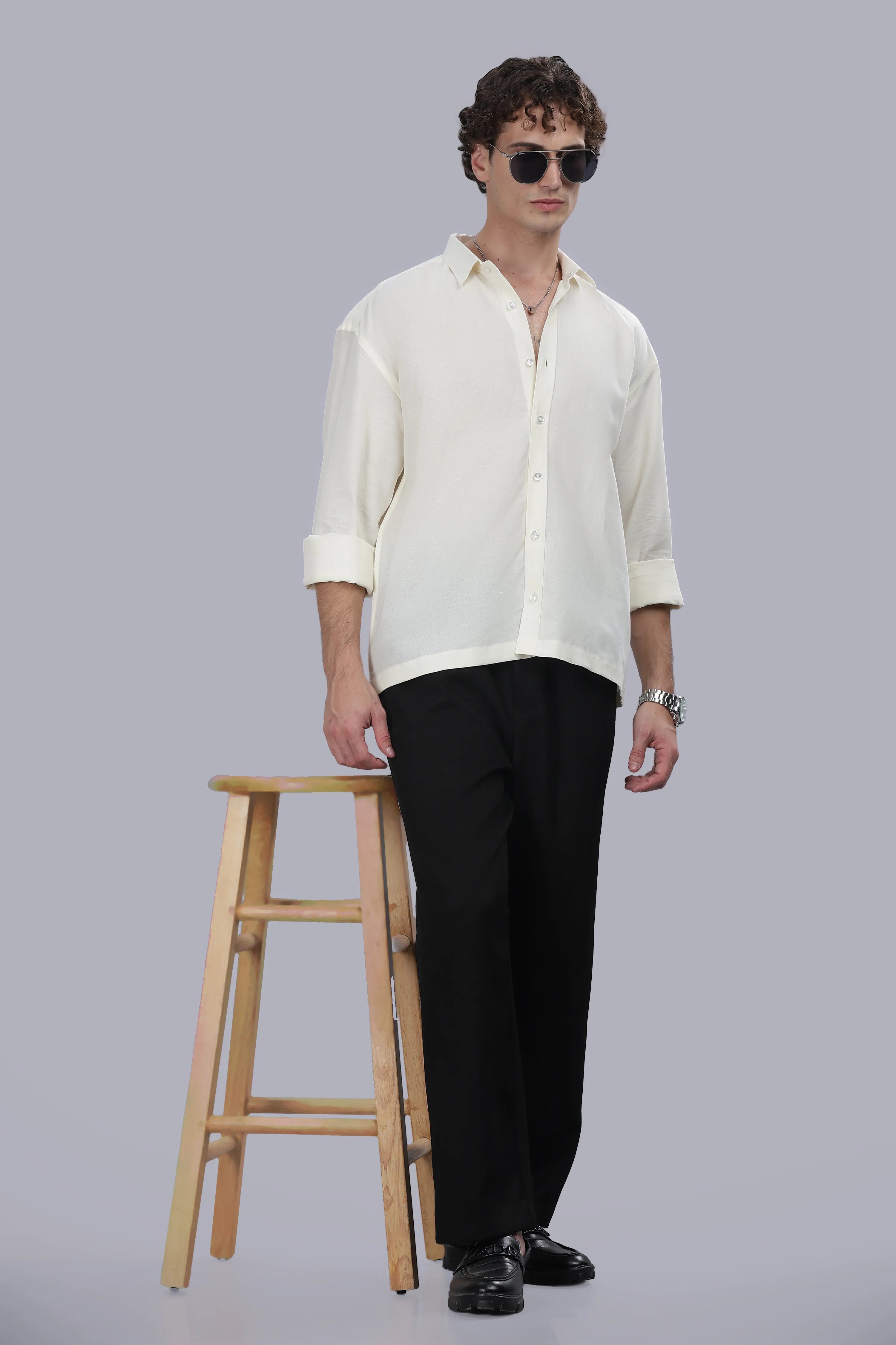 Ivory linen Cotton Boxy Shirt