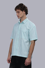 Mint Blue Stripe Boxy Shirt