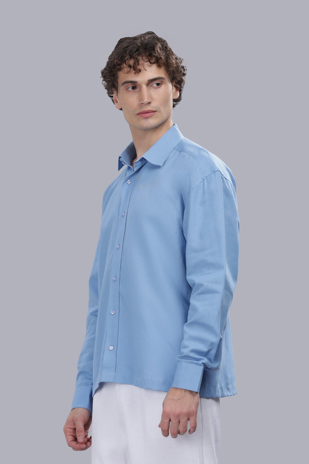 Sky Blue Linen Cotton Boxy Shirt