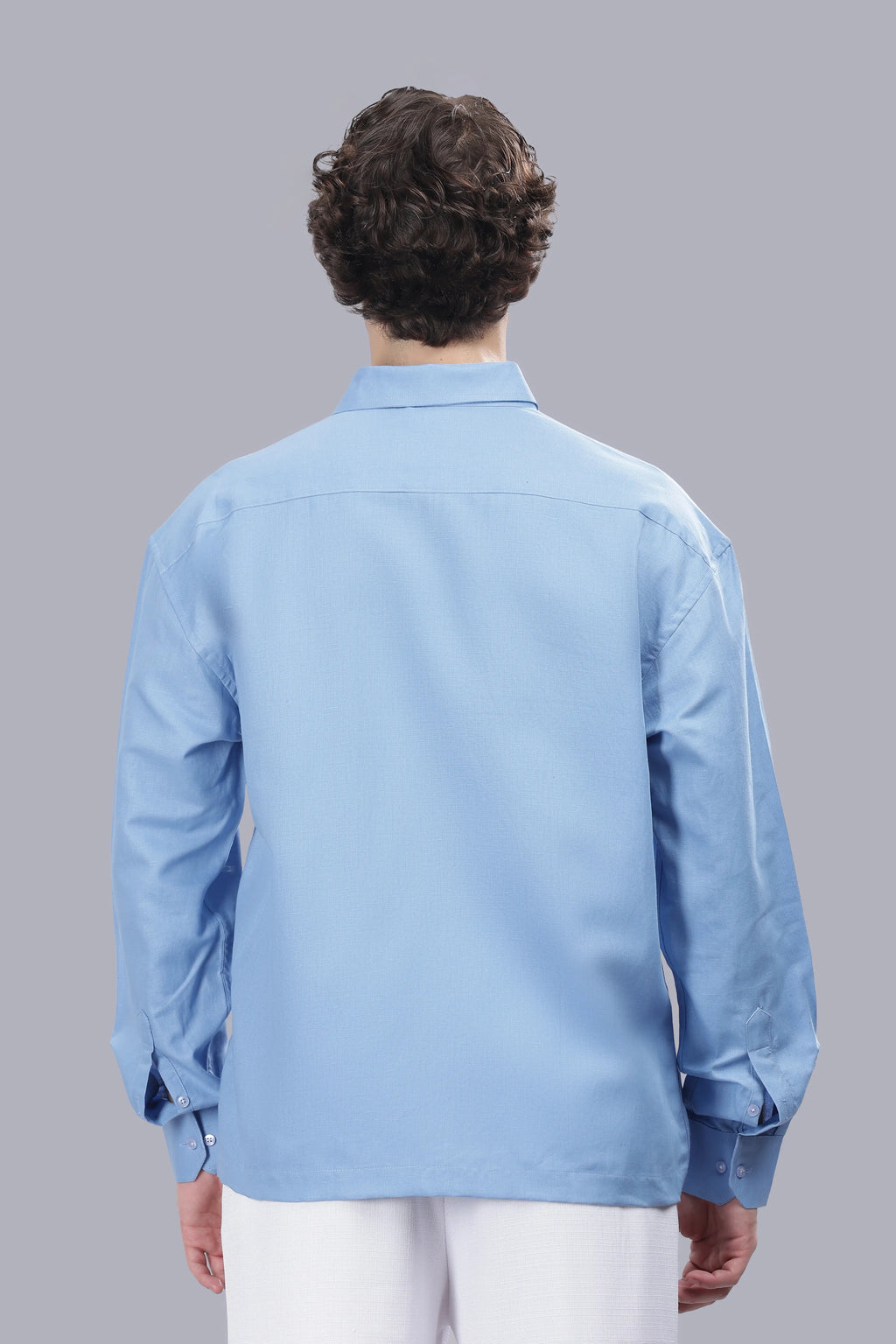 Sky Blue Linen Cotton Boxy Shirt