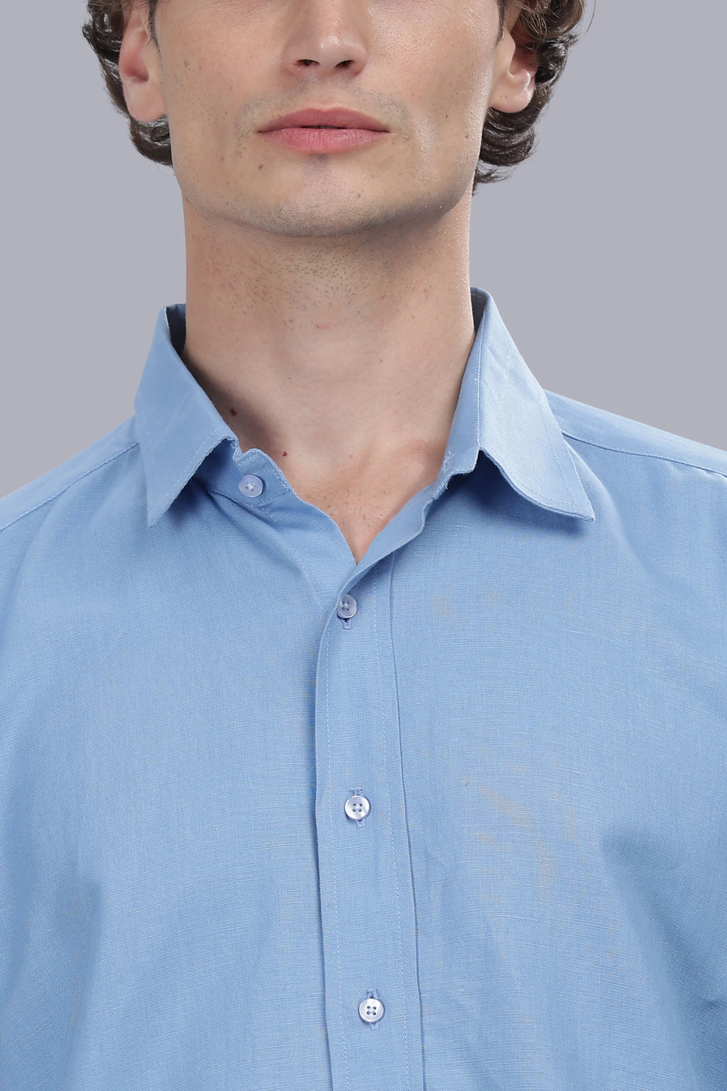 Sky Blue Linen Cotton Boxy Shirt