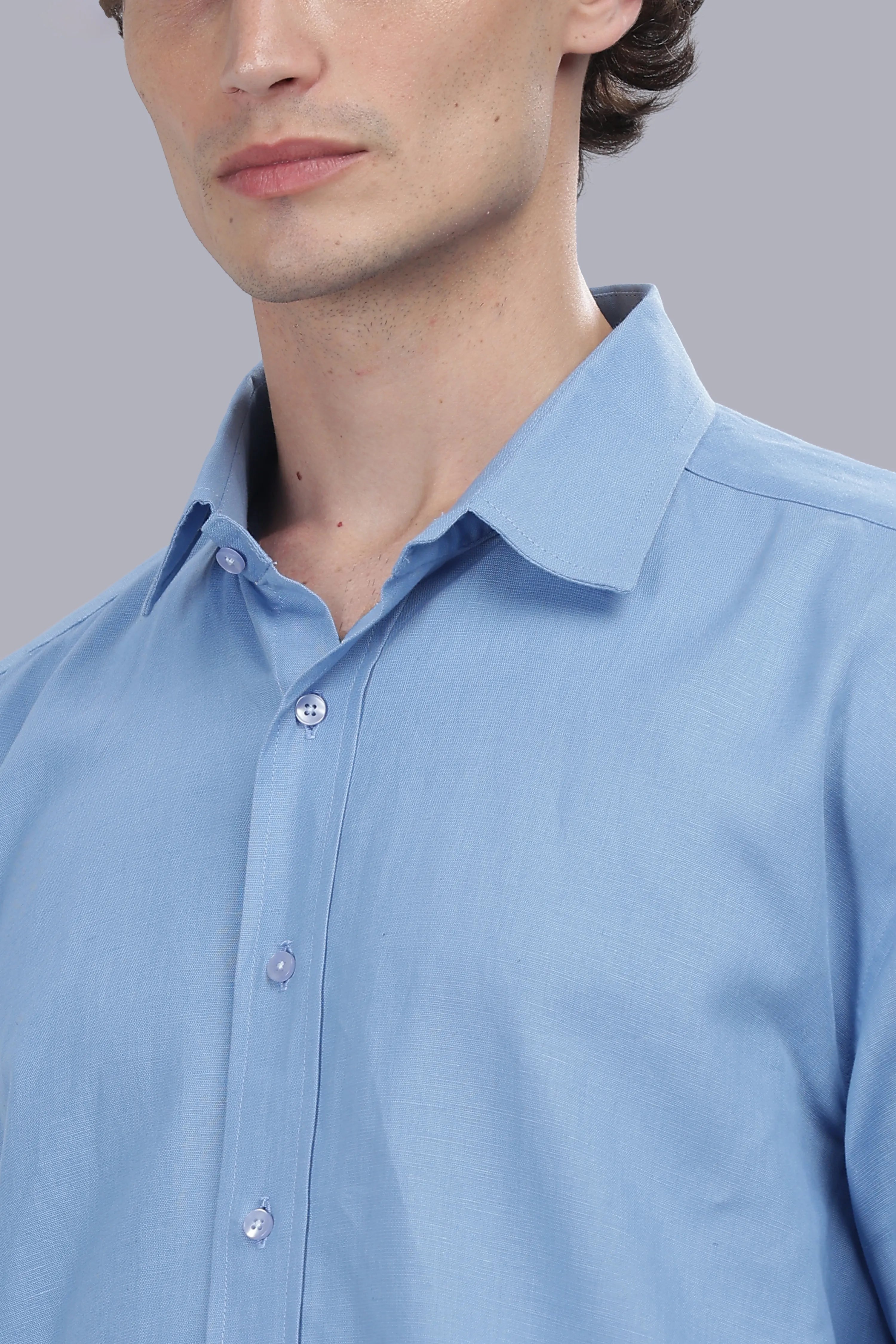 Sky Blue Linen Cotton Boxy Shirt