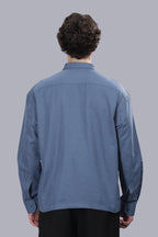 Steel Blue Linen Cotton Boxy Shirt